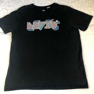 Vintage Levi’s Jeans T-Shirt Single Stitch 100%Cotton size L Black Short Sleeve